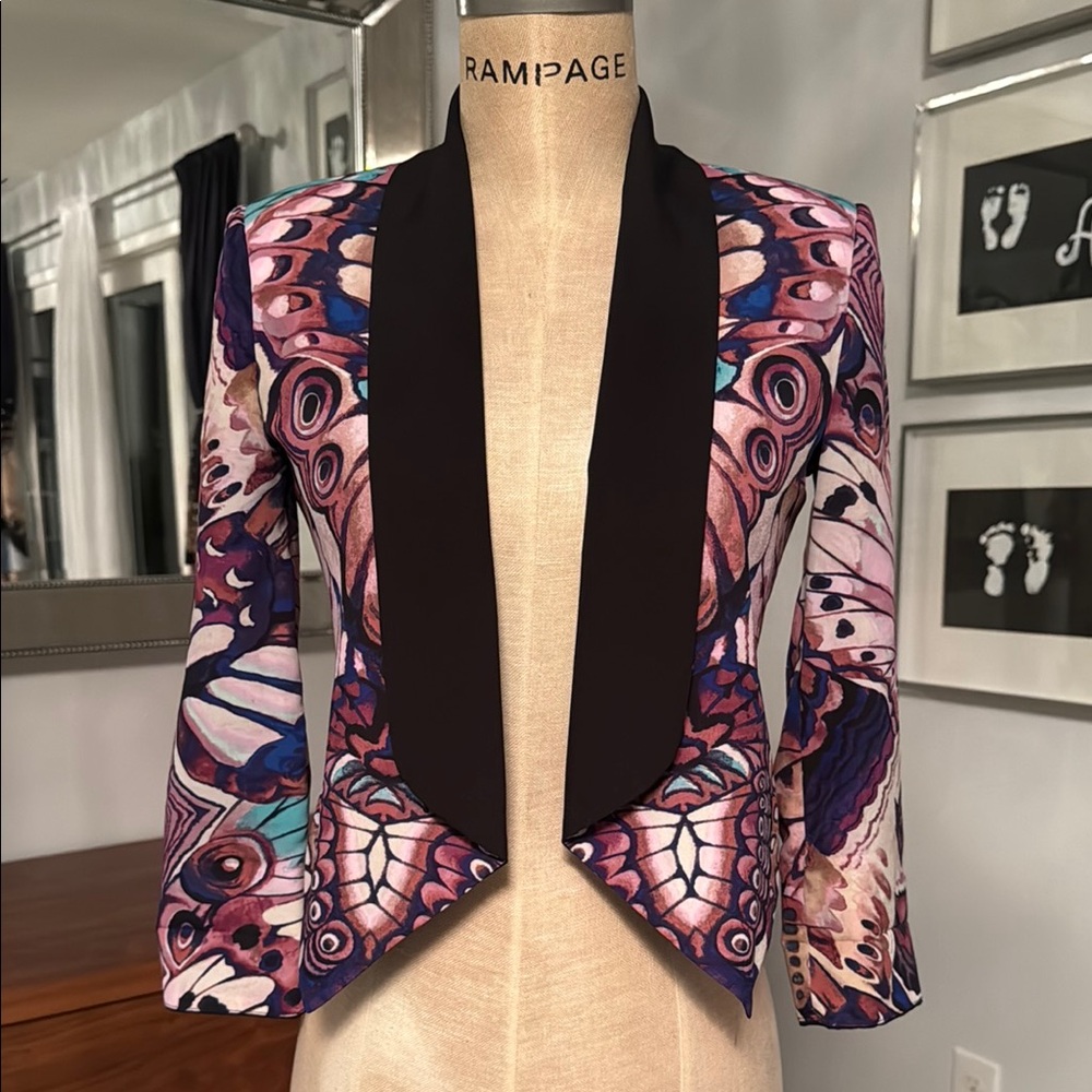 Colorful Butterfly Patterned Women's Jacket from bebe Size XXS